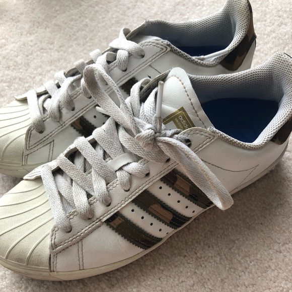 adidas superstar vulc white & camo shoes